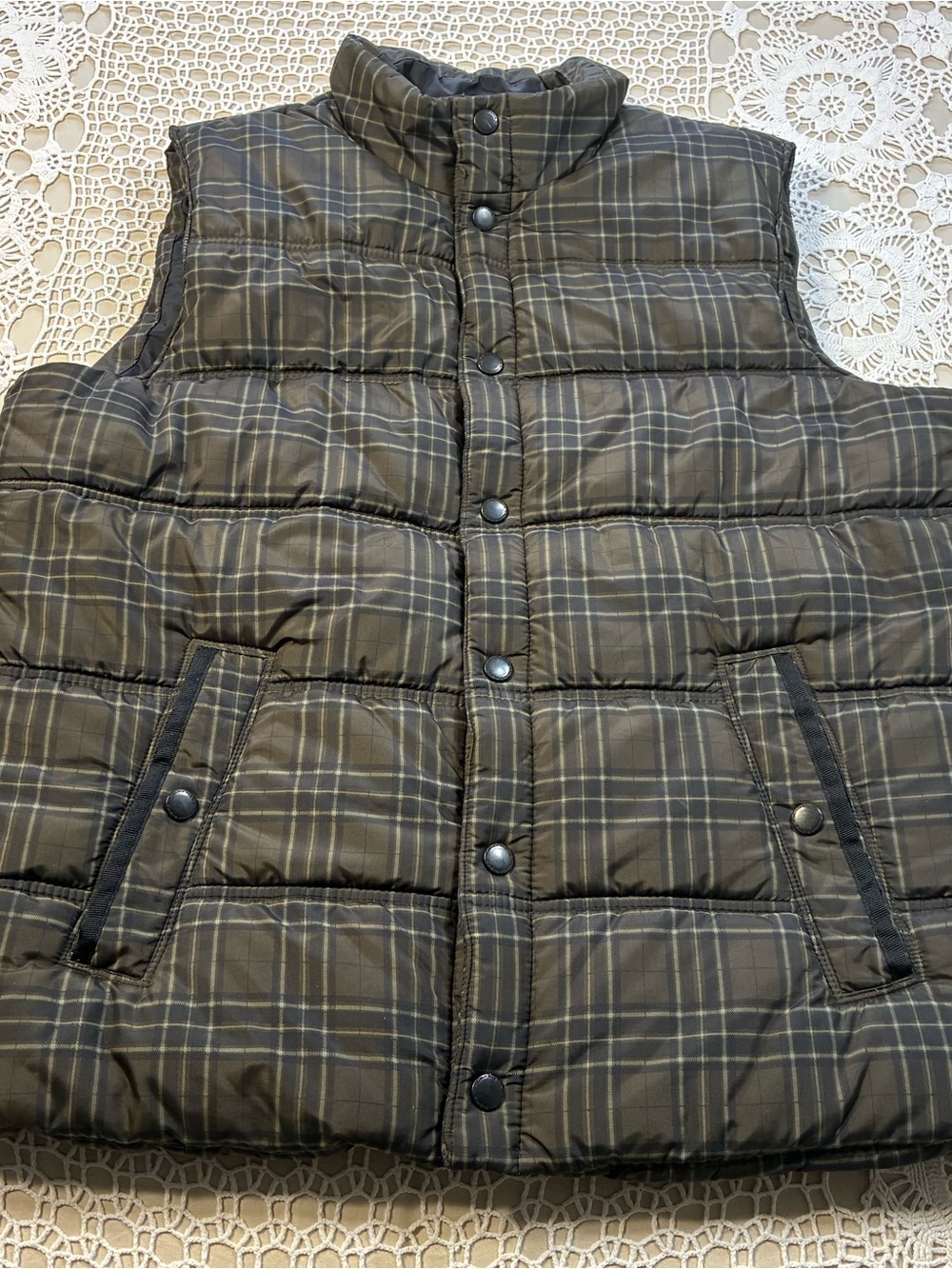 WindRiver Outfitting Co Mens Large Plaid Puffer Vest T-Max HyperDri HD1 - Olive